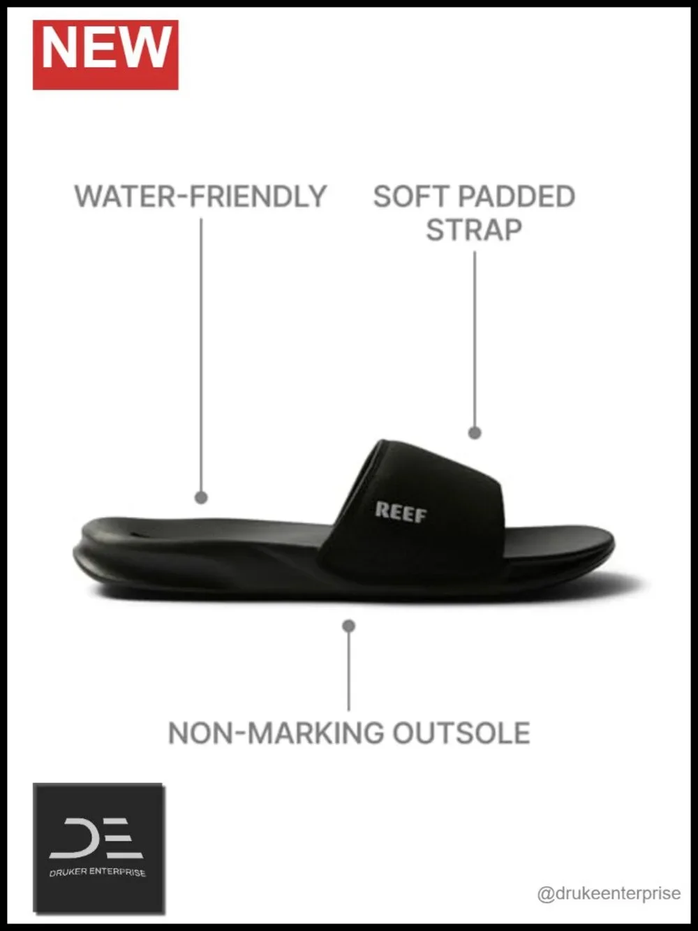 WATER FRIENDLY SYNTHETIC STRAP SLIDE SANDALS